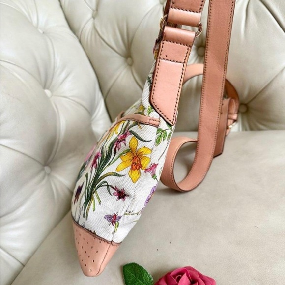 GUCCI FLORA Canvas Calfskin Medium Flat Messenger Bag Crossbody Shoulder Handbag - Picture 10 of 15